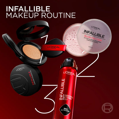 [New & Exclusive]: Infallible Cushion Foundation, Weightless Buildable Coverage, 24H Longwear, Waterproof & Transfer-Resistant, Safe for All Skin Types,L'Oréal Paris
