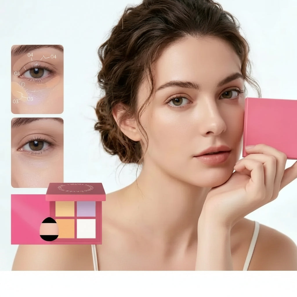 【I Wawa】 a Color Correcting Concealer Palette, 4 Shades, for Brightening and Defining, Hides Dark Circles and Dark Spots