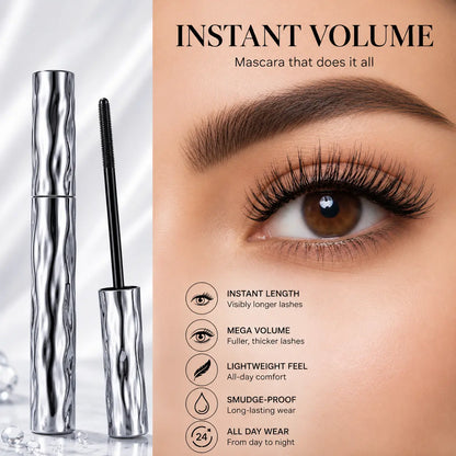 Lengthening and Curling Mascara - Features a Special Steel Spiral Brush Head,Long-Lasting and Waterproof, Maintains Makeup for 24 Hours,Is Smudge-Proof,Does Not Clump,And Keeps Each Lash Long and Curled for an Extended Period.