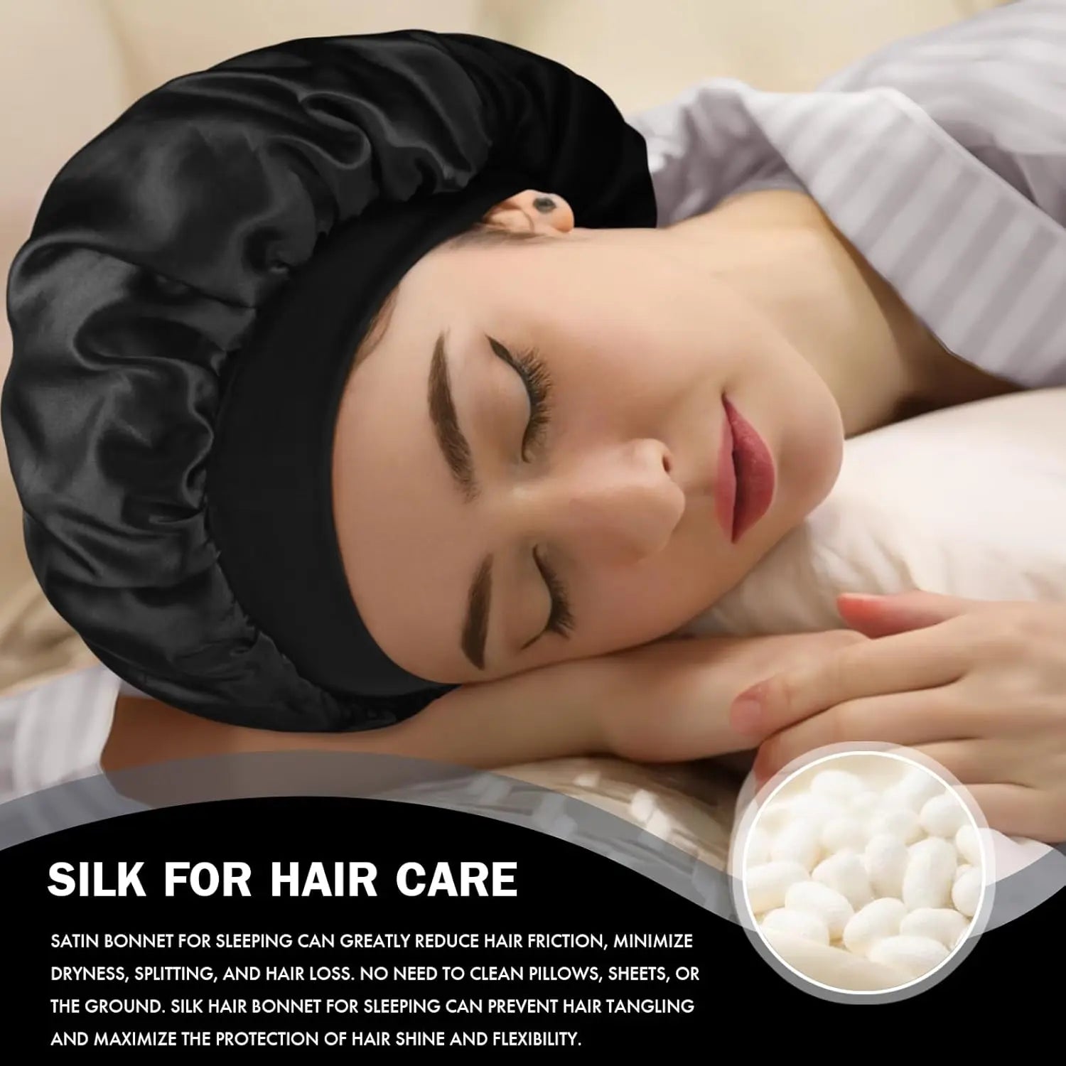 Men Women Satin Sleep Cap, Soft Polyester Fabric Hat, Adjustable Satin Bonnet, Ideal for Natural Hair & Curly Styles, Bonnets for Sleeping ( Wine )