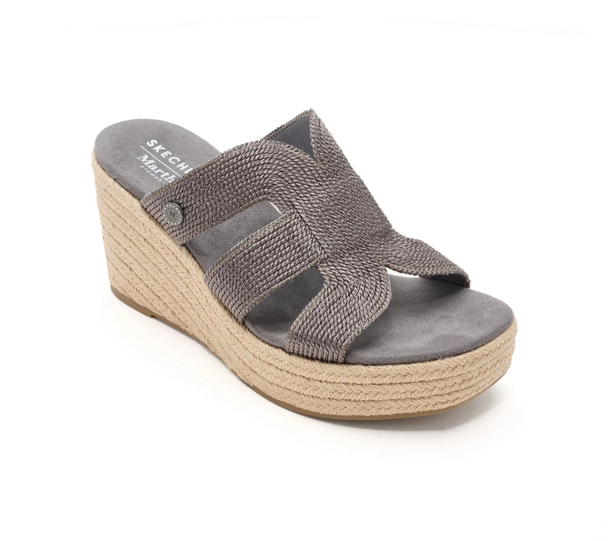 Martha Stewart X Skechers Metallic Jute Slide Wedge Sandals
